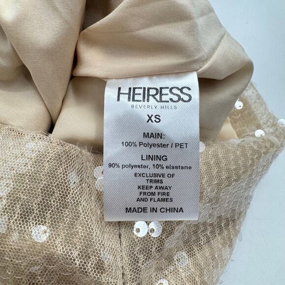 Heiress NWT Nude Cream Sequin Corset Drape Bodycon Mini Holiday Cocktail Dress - Picture 7 of 8